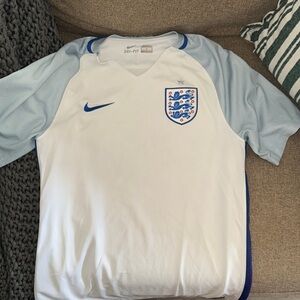 Nike White and Blue England Football Jersey